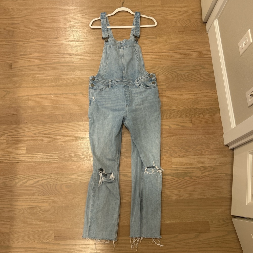 Charlie Paige Light Blue Distressed Denim Overalls